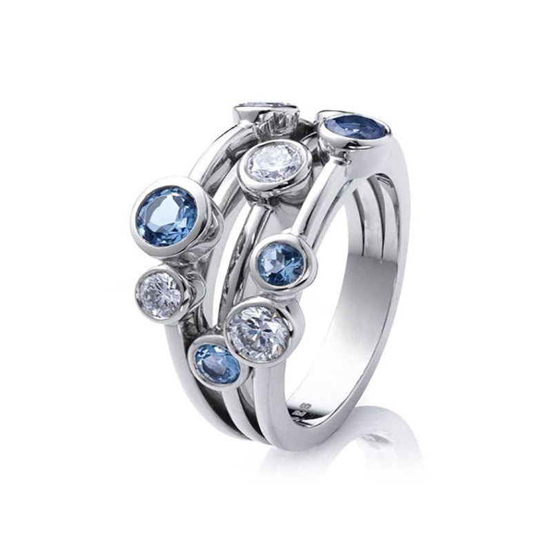 Vintage Layered Moonstone Silver Ring