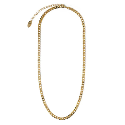 Flat Link Curb Chain Necklace Gold