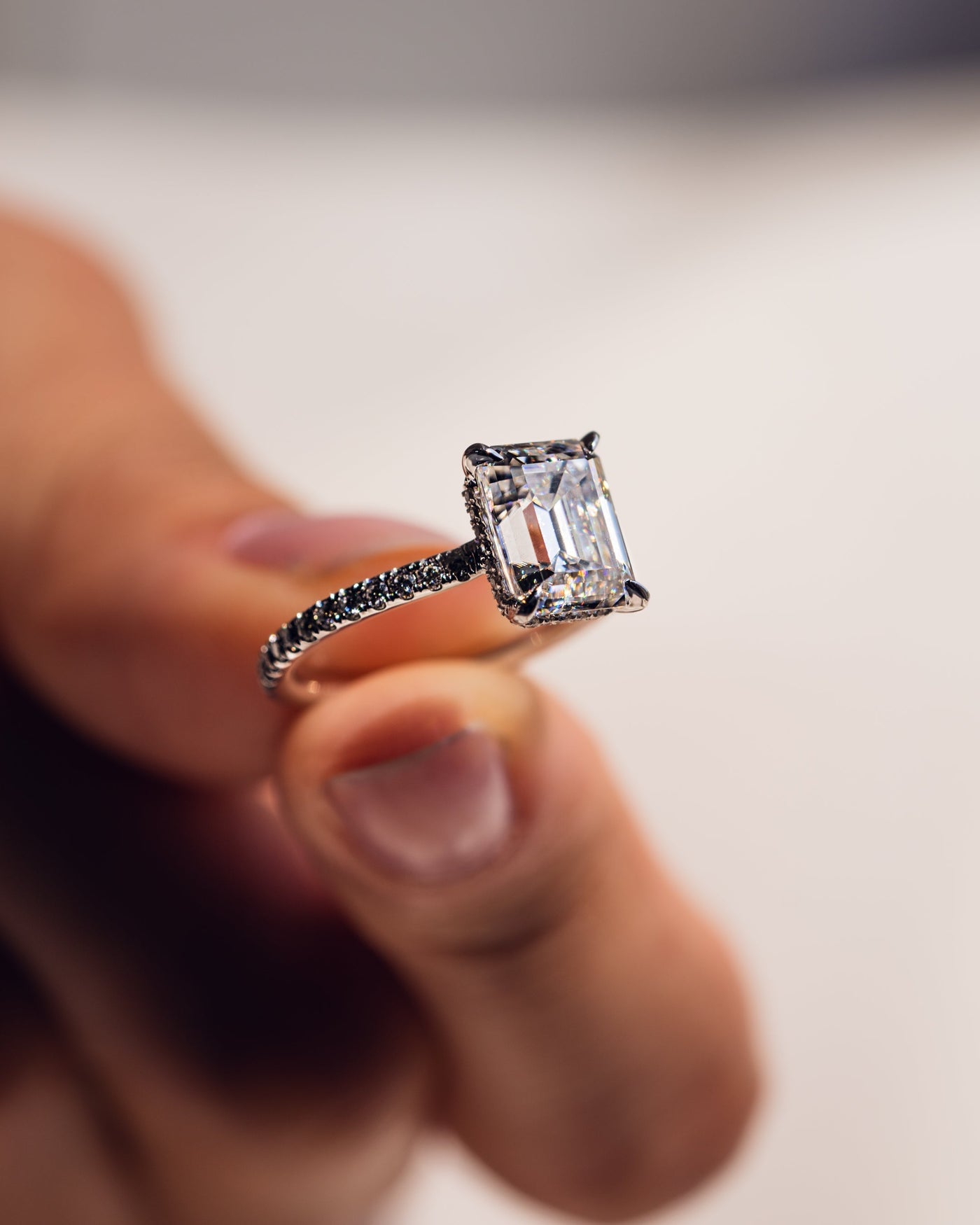 Jasmine (with Pavé) - Emerald Silver