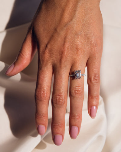 Jasmine (with Pavé) - Emerald Silver