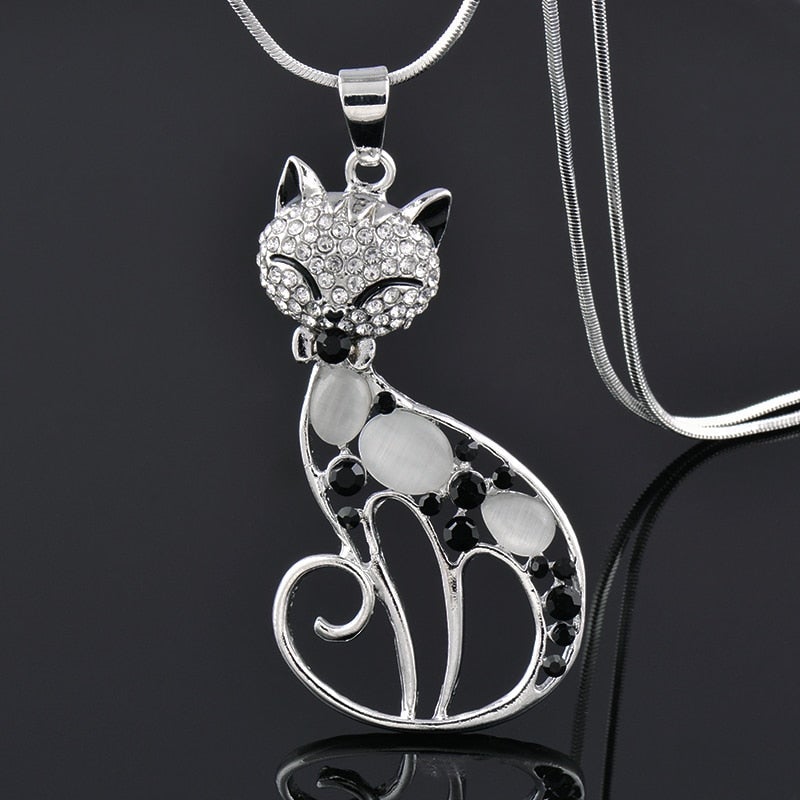 Cats of Love Sterling Silver Necklace with Zirconia
