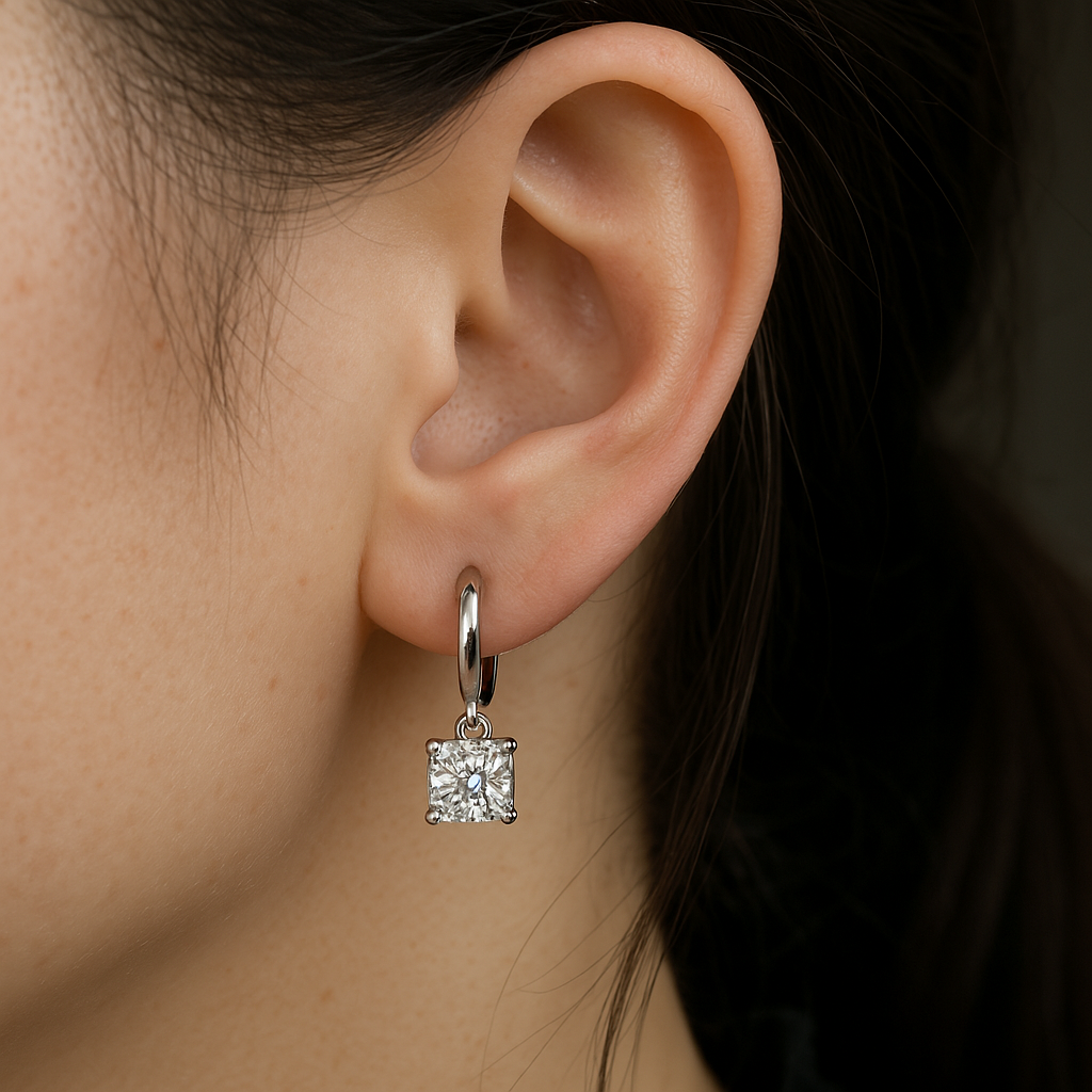 Aurora Square Drop Earrings Silver