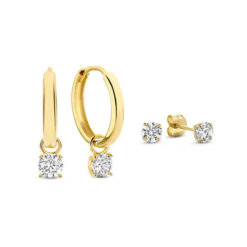 Larmes de Lune Stone Earrings Set Gold