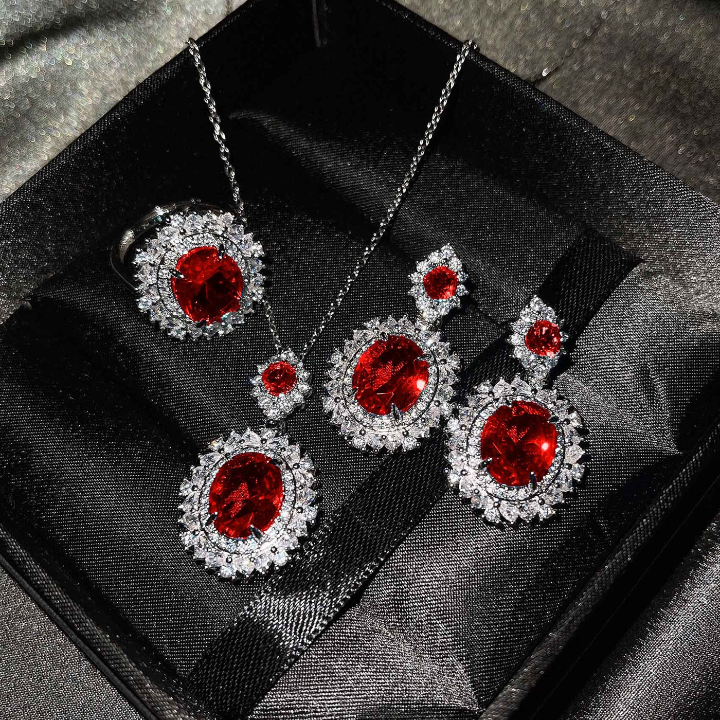 Aetherin Silver Purple Jewelry Set