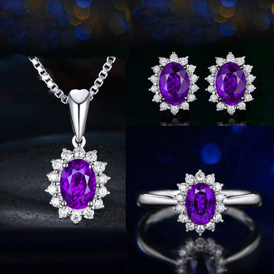 Fleurane Silver Green Jewelry Set
