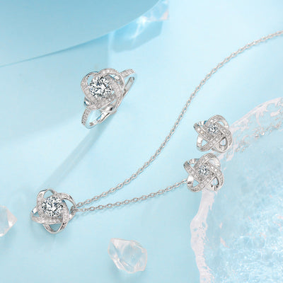 Clover Knot Silver Jewelry Set
