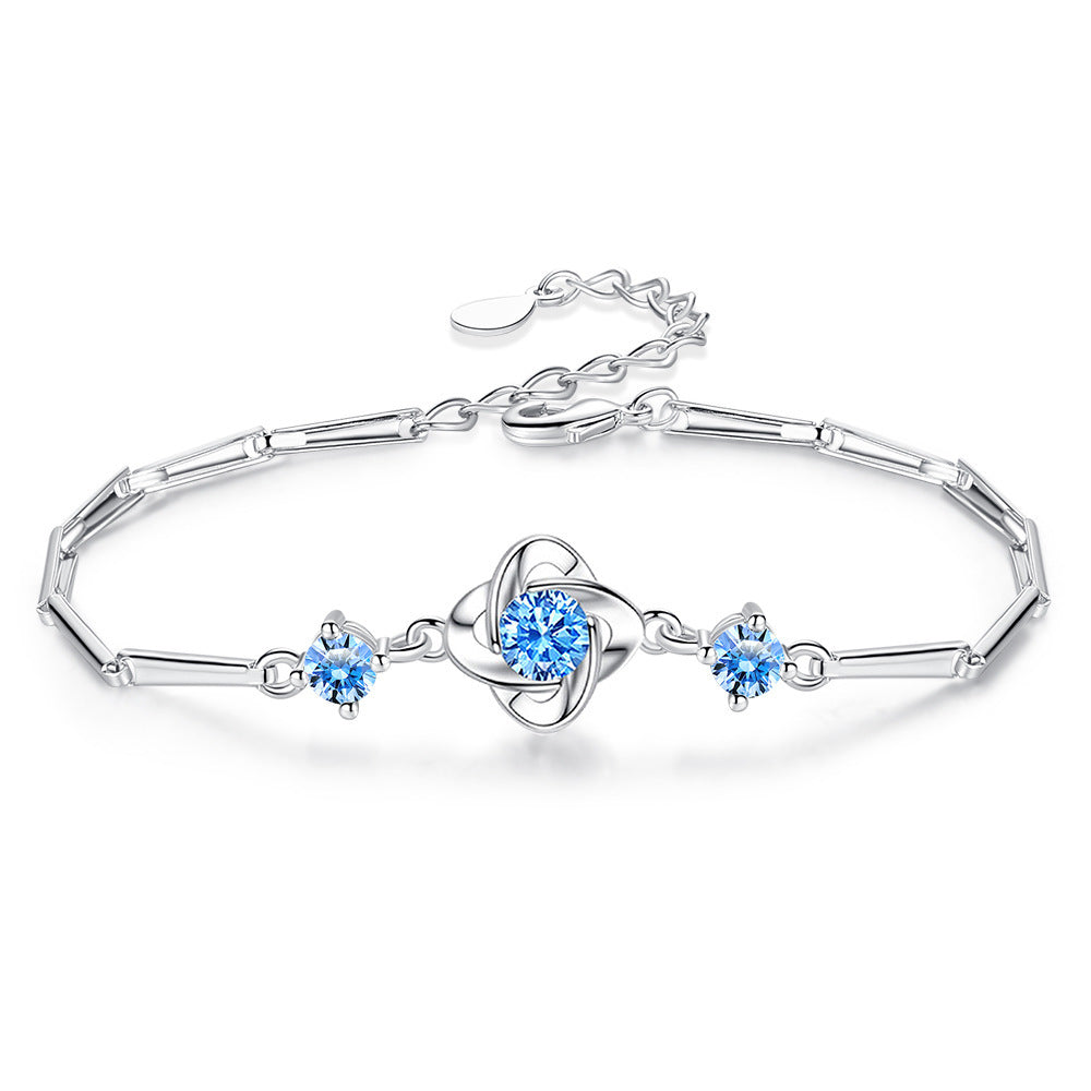 Clover Loop Silver Jewelry Set Blue