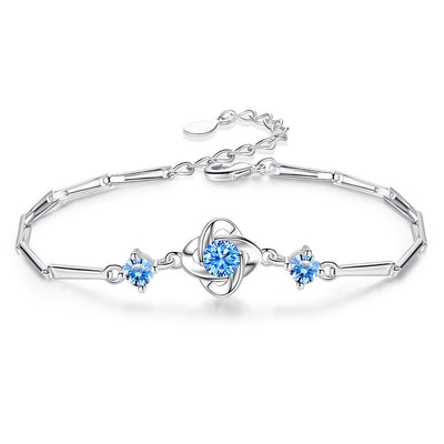Clover Loop Silver Jewelry Set Blue