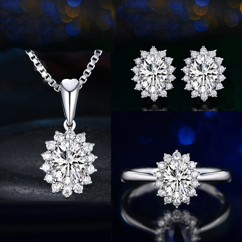 Fleurane Silver Green Jewelry Set