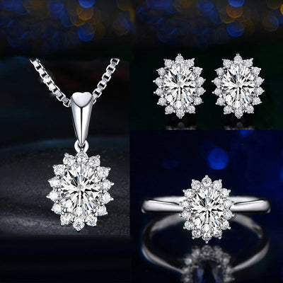 Fleurane Silver Green Jewelry Set