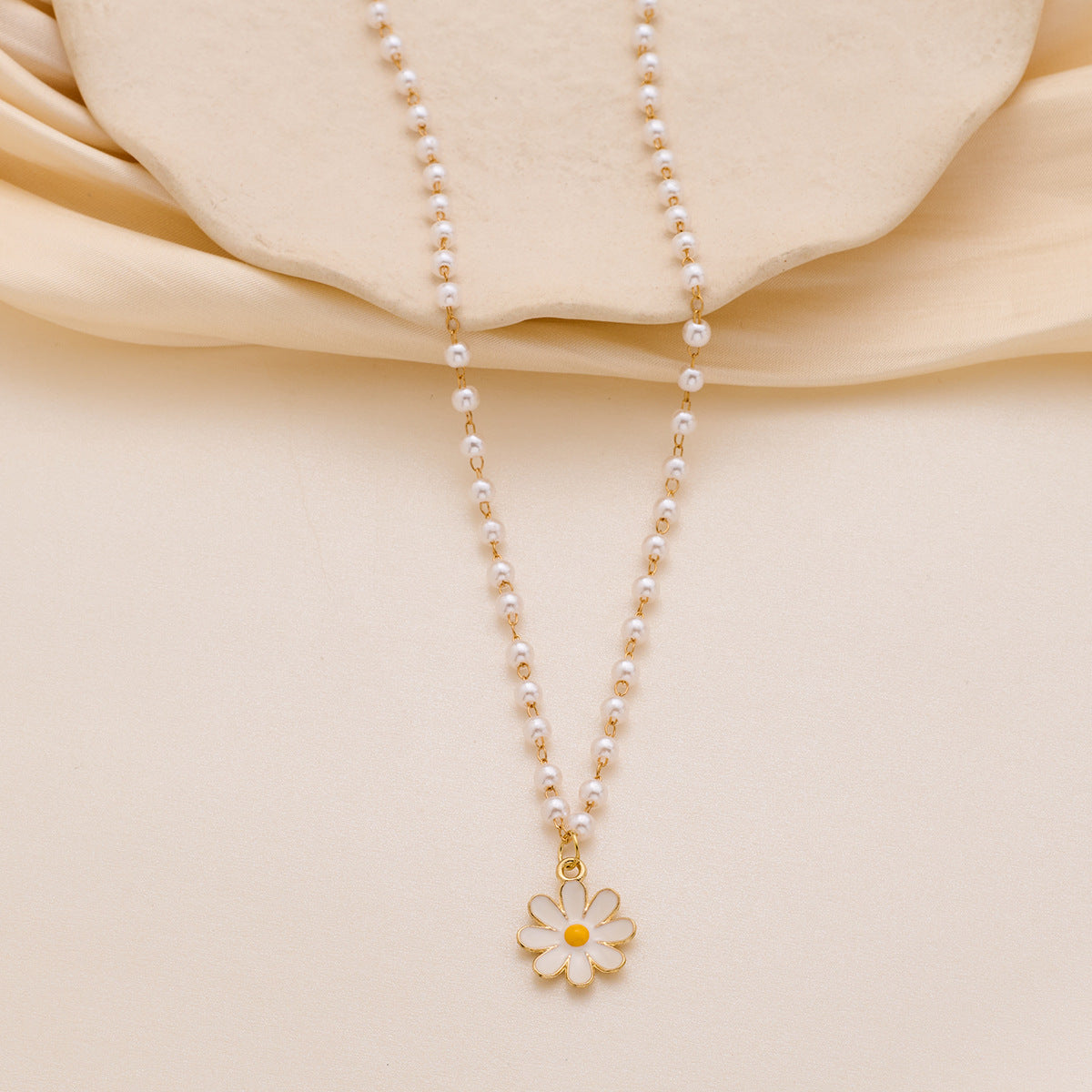Daisy with Pearls Pendant Necklace