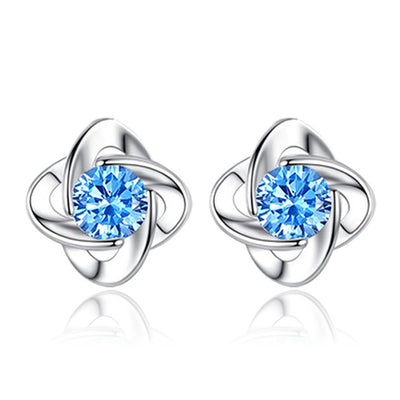Clover Loop Silver Jewelry Set Blue