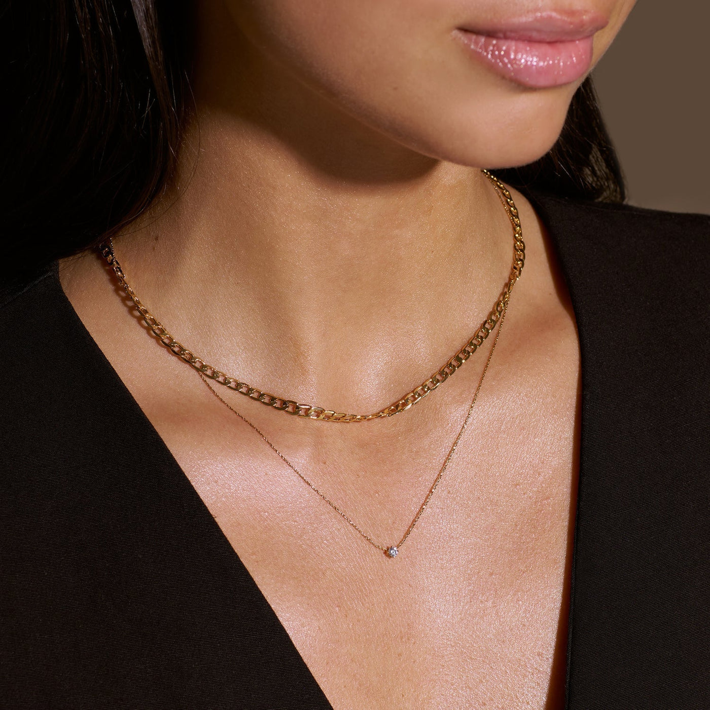 Flat Link Curb Chain Necklace Gold