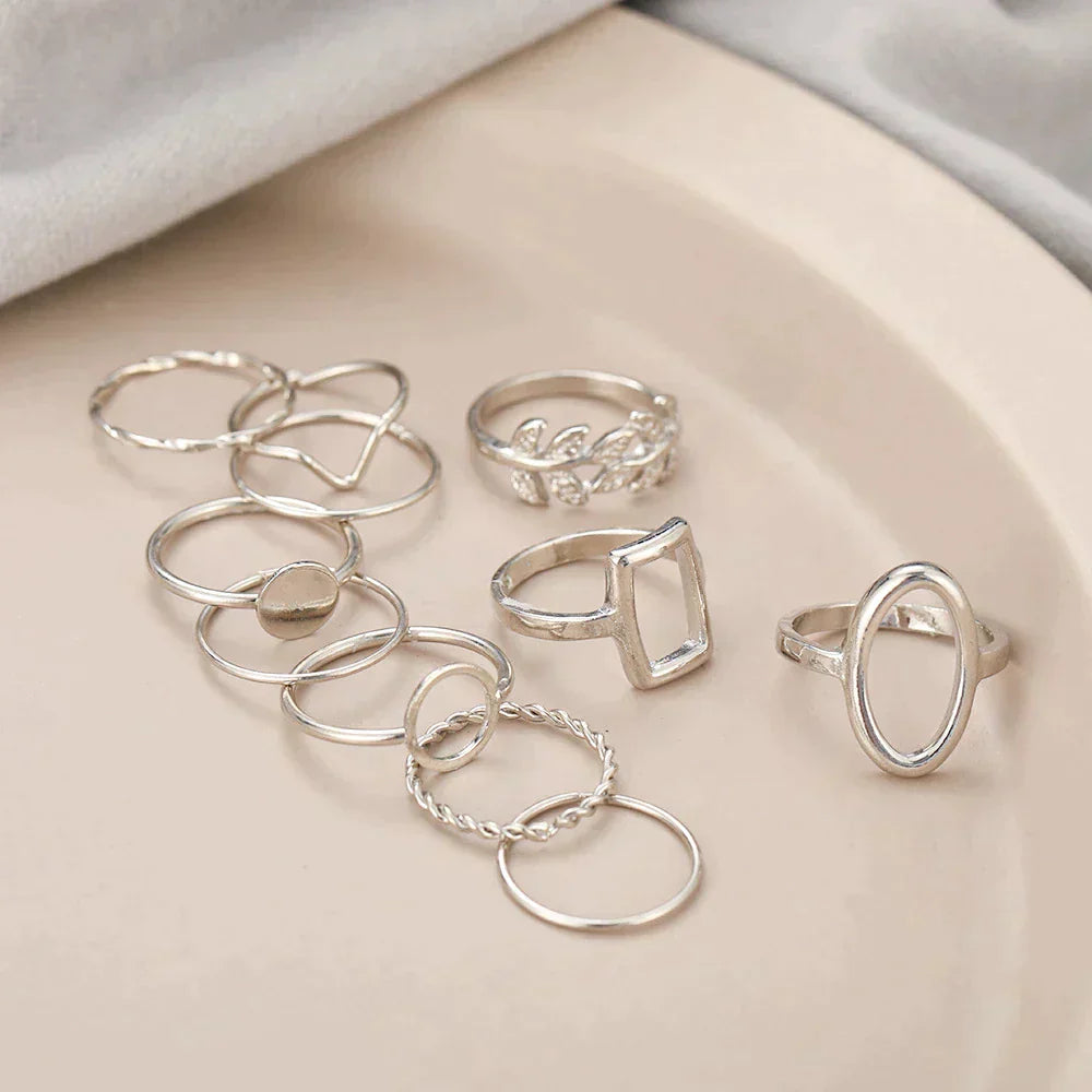 Pack of 11 Timeless Vintage Silver Rings
