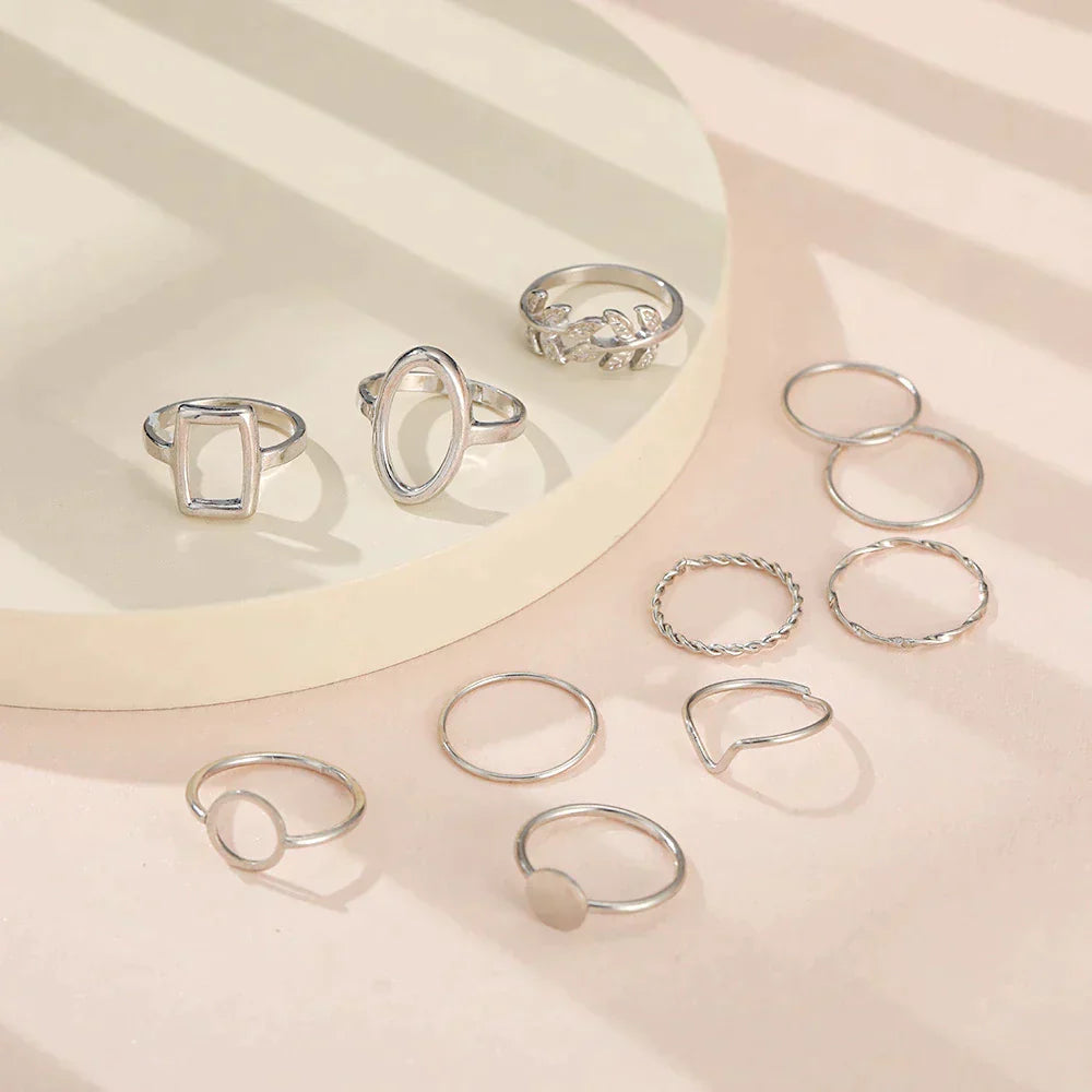 Pack of 11 Timeless Vintage Silver Rings