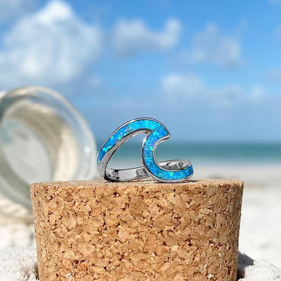 Sea Wave Opal and Silver Ring