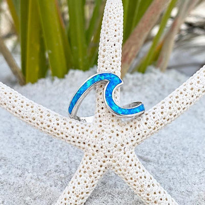 Sea Wave Opal and Silver Ring