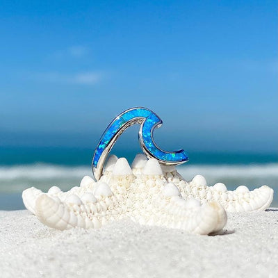 Sea Wave Opal and Silver Ring