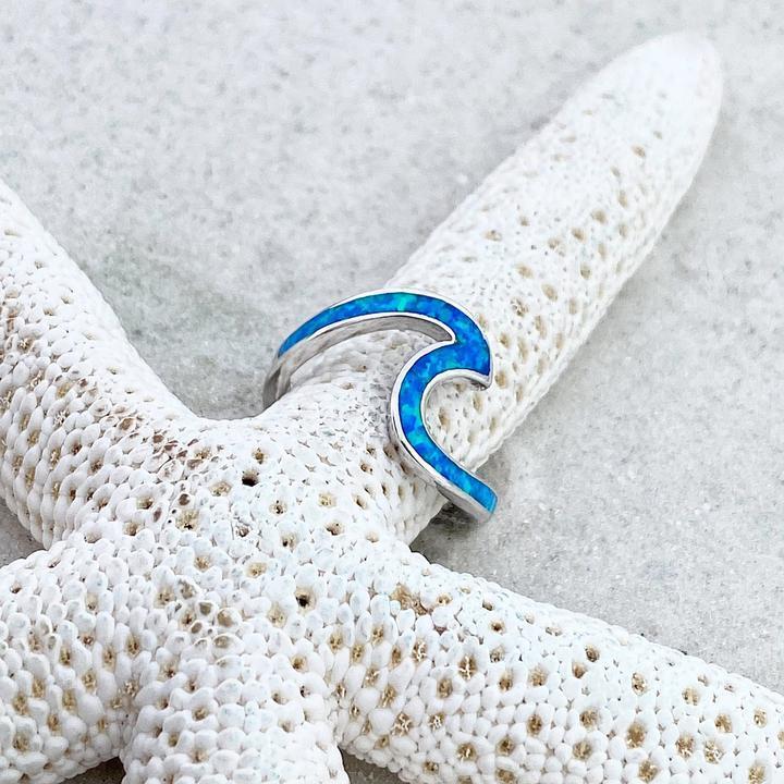 Sea Wave Opal and Silver Ring