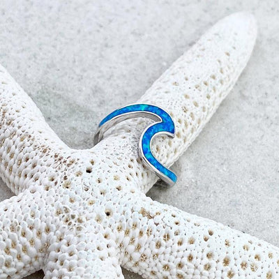 Sea Wave Opal and Silver Ring