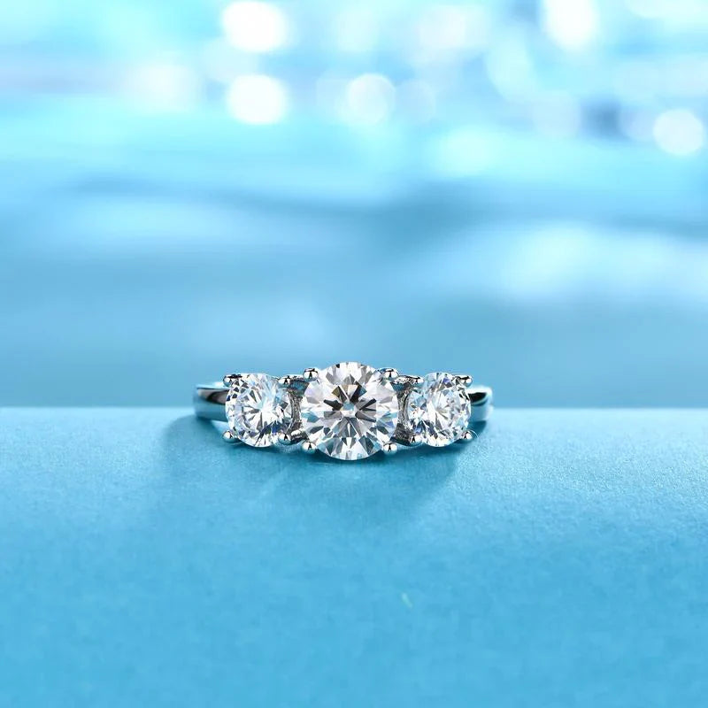 Clare Triple Stone Ring Silver