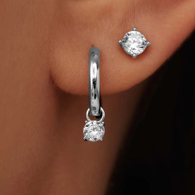 Larmes de Lune Stone Stud Earrings Silver