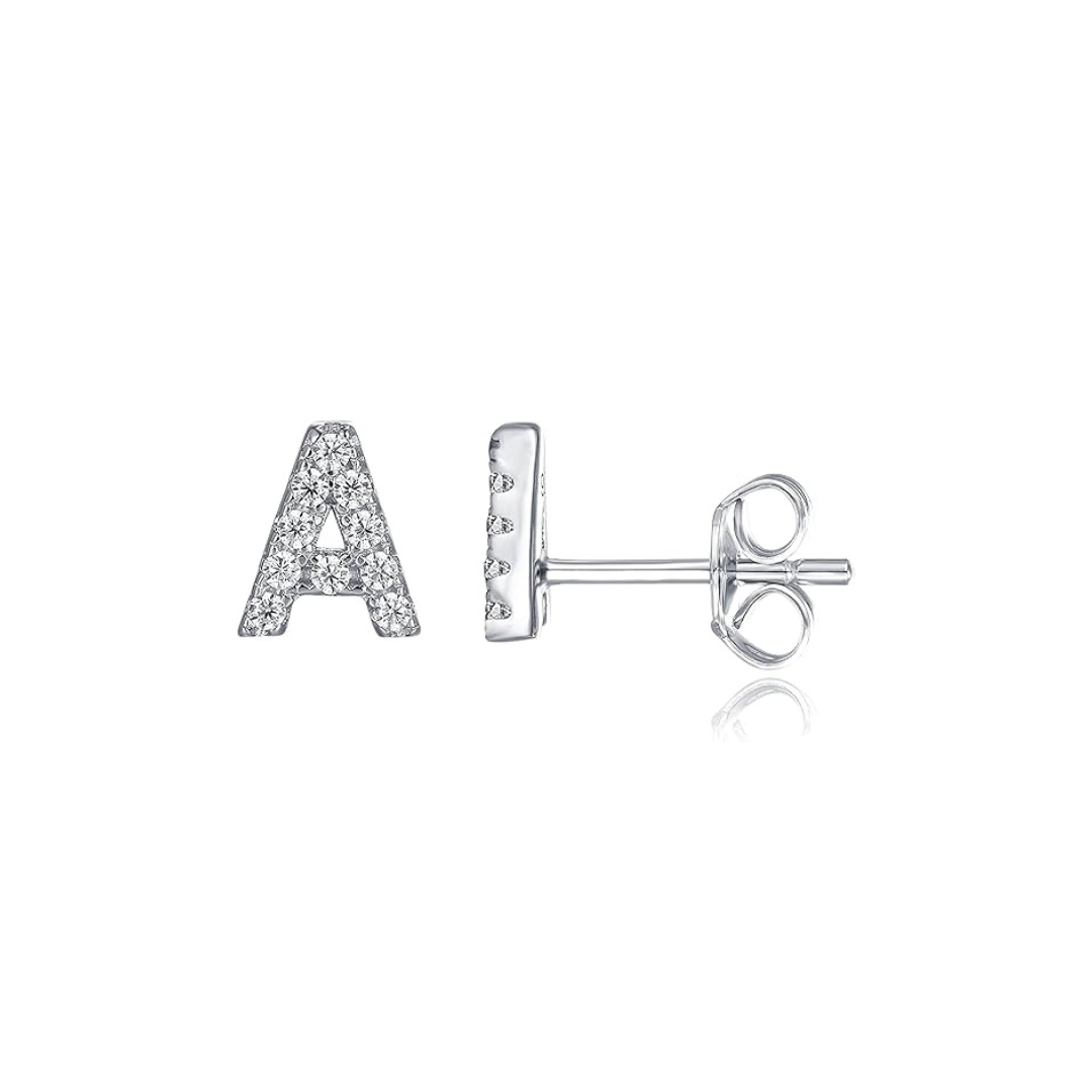 Initial Earring 1pc Silver