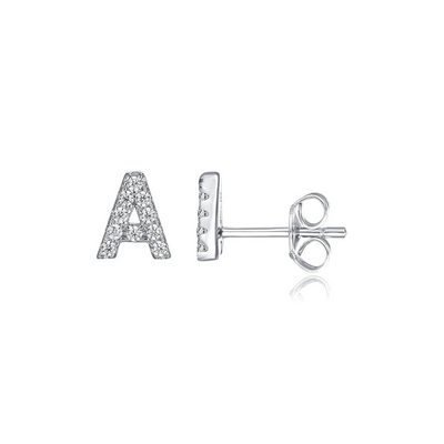 Initial Earring 1pc Silver